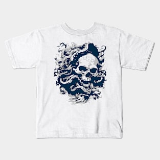 artistic skull with octopus Kids T-Shirt